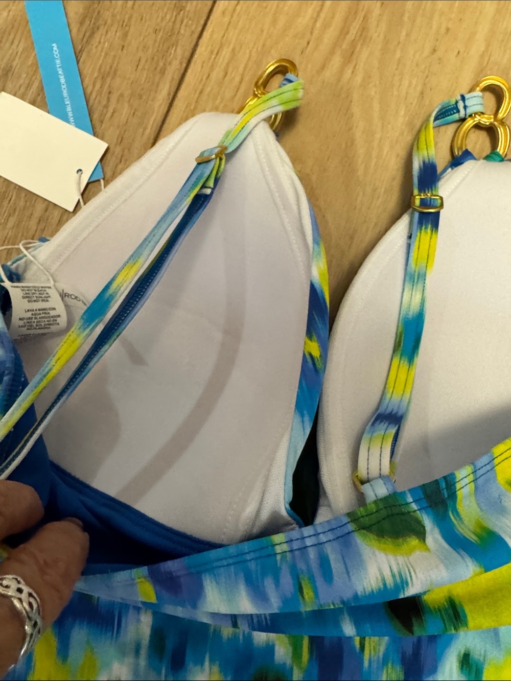 Bleu Rod Beattie NWT 8 Blue, Aqua and Yellow tie dye tummy control Tankini Top - Picture 10 of 10